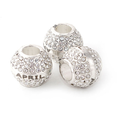 "April " Birthday Birthstone With Month Engraved on Charms for Snake Chain Charm Bracelet