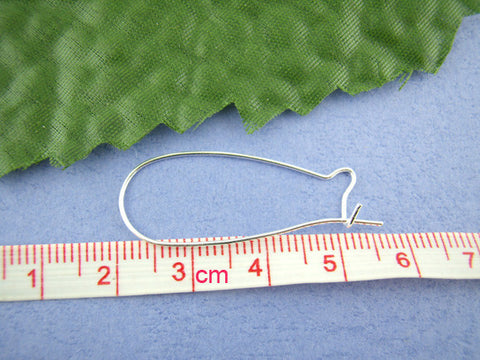 100 Pcs Earring Wire Kidney Hooks Silver Tone 16mm X 38mm - Sexy Sparkles Fashion Jewelry - 2