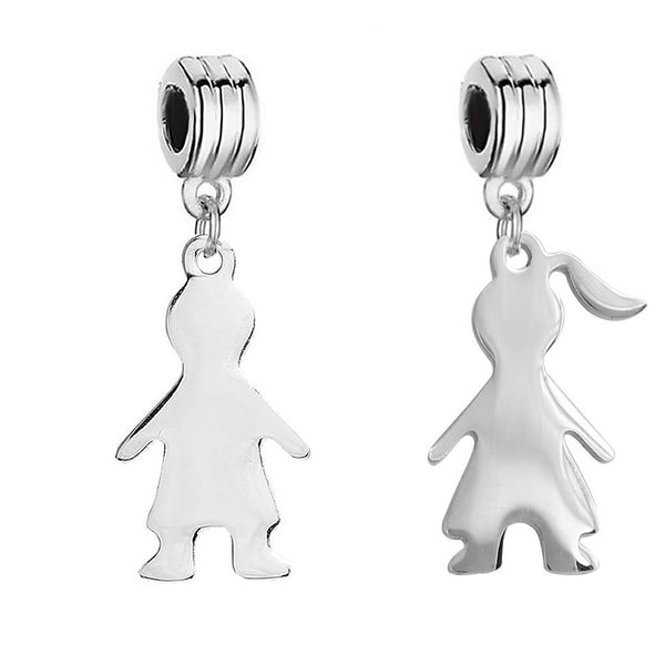 Sexy Sparkles Son & Daughter little Boy little Girl kids Dangling Charms for Charm Bracelets European - Sexy Sparkles Fashion Jewelry - 1