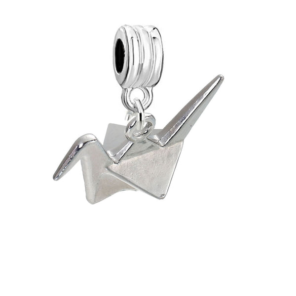 SEXY SPARKLES 3D Origami Bird Paper Crane Flapping Bird Dangling Charm Spacer Bead compatible with European Charm Bracelets