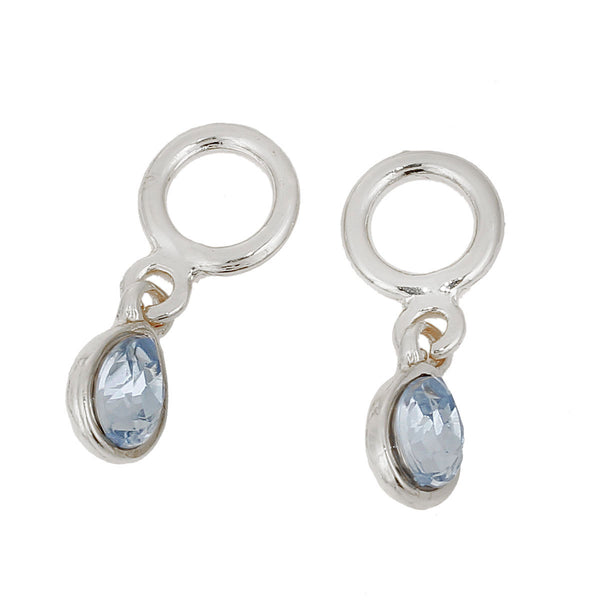 Sexy Sparkles 3-Pack Light Blue Tear Drop Rhinestone Charm Pendants for Bracelets or Necklaces