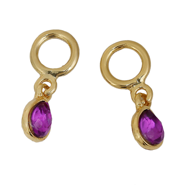 Sexy Sparkles 3-Pack Purple Tear Drop Rhinestone Charm Pendants for Bracelets or Necklaces