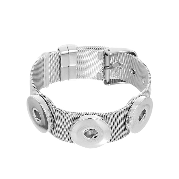 8 3/8inch  Stainless Steel Adjustable Snap Button Bangles Bracelets Fit 18mm/20mm Snap Buttons
