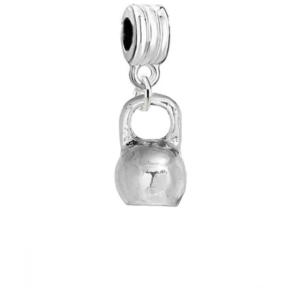 Sexy Sparkles 3d Kettlebell weight lifting exercise sports fitness gym European Charm spacer bead