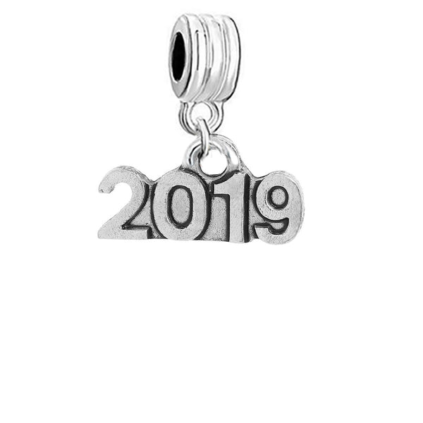 Sexy Sparkles 2019 New Years charm Spacer Dangling Bead Compatible with Most Major European Bracelet Brands