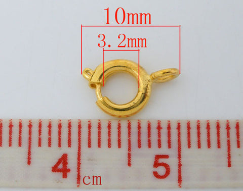 10 Pcs Gold Plated Bolt Spring Ring Necklace End Clasps Findings 10x6mm - Sexy Sparkles Fashion Jewelry - 3