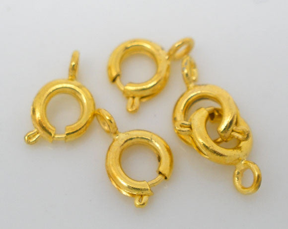 10 Pcs Gold Plated Bolt Spring Ring Necklace End Clasps Findings 10x6mm - Sexy Sparkles Fashion Jewelry - 1