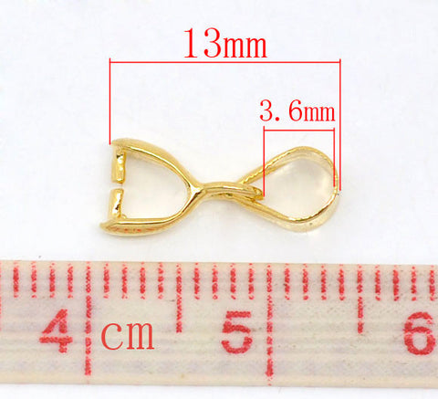 10 Pcs Gold Plated Pinch Clip Bail Beads Findings 13mm - Sexy Sparkles Fashion Jewelry - 3