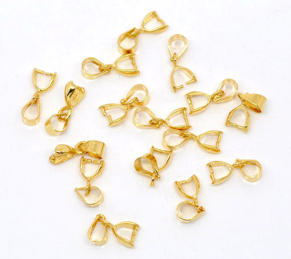 10 Pcs Gold Plated Pinch Clip Bail Beads Findings 13mm - Sexy Sparkles Fashion Jewelry - 1