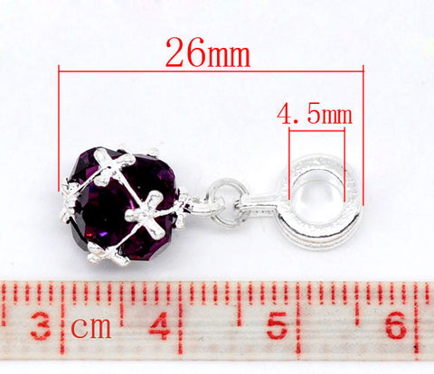 Purple Birthstone Dangle European Bead Compatible for Most European Snake Chain Charm Bracelet - Sexy Sparkles Fashion Jewelry - 3