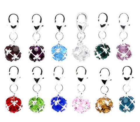 Dark purple Birthstone Dangle Charm Pendant for European Clip on Charm Jewelry w/ Lobster Clasp - Sexy Sparkles Fashion Jewelry - 2
