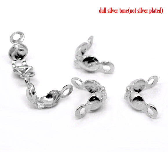 500pcs Silver Tone Charlotte Necklace Crimps Beads Tips 8x4mm