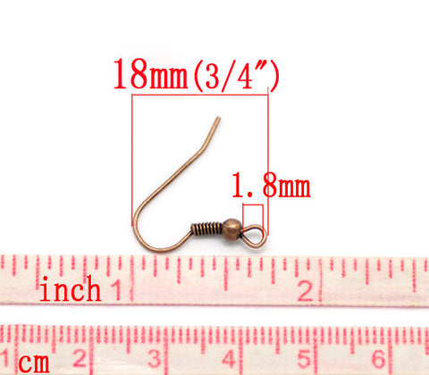 100 Pcs Copper Tone Earring Wire Hooks 21mm X 18mm Lead, Nickel Free - Sexy Sparkles Fashion Jewelry - 3