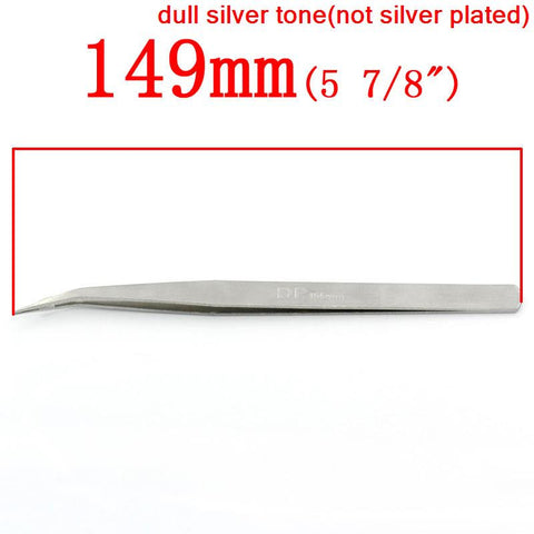 Sexy Sparkles One Bent Curved Pointed Tweezers Repair Tools Silver Tone inch Dpinch  Carved 155mm