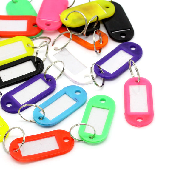 Sexy Sparkles 20 Pcs Plastic Key Tags Key Rings Id Tags Assorted Colors 66mm X 22mm