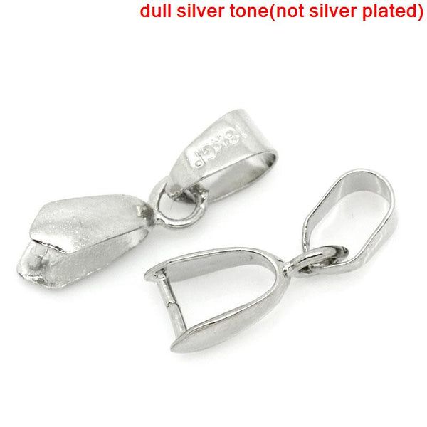 Sexy Sparkles 10 Pcs Pinch Clip Bail Beads Findings Silver Tone 18mm