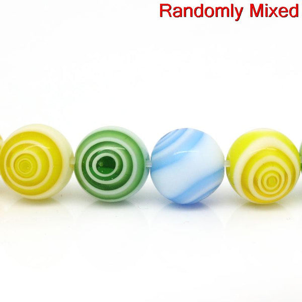 1 Strand Glass Loose Beads Ball Mixed Loop Design Multicolor 6mm - Sexy Sparkles Fashion Jewelry - 1