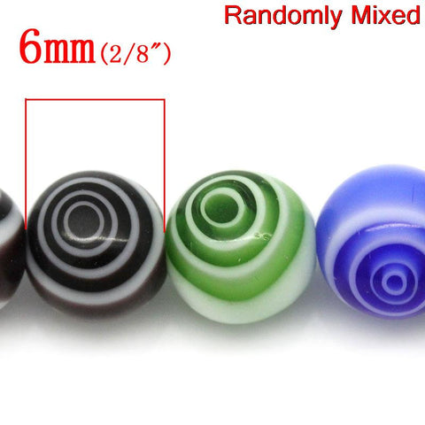 1 Strand Glass Loose Beads Ball Mixed Loop Design Multicolor 6mm - Sexy Sparkles Fashion Jewelry - 2