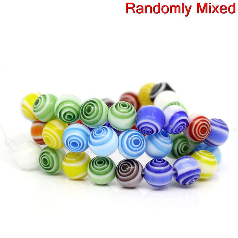 1 Strand Glass Loose Beads Ball Mixed Loop Design Multicolor 6mm - Sexy Sparkles Fashion Jewelry - 3