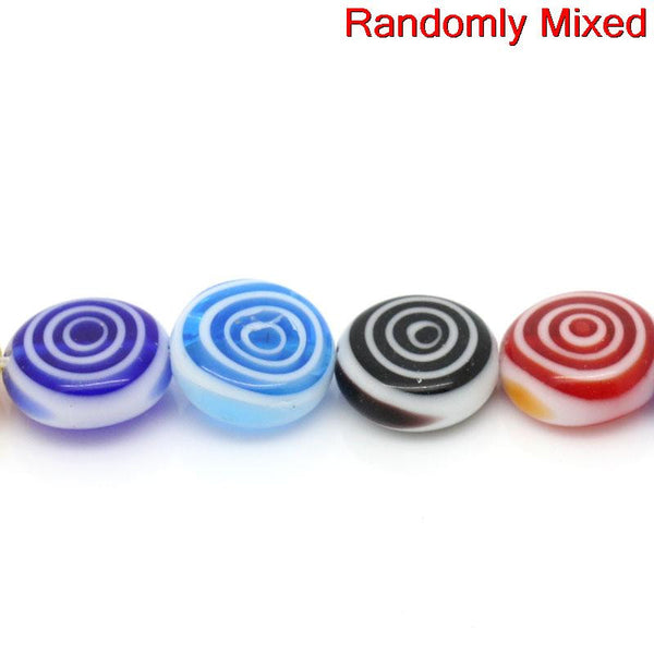 1 Strand Glass Loose Beads Round Mixed Loop Design Multicolor 12mm - Sexy Sparkles Fashion Jewelry - 1