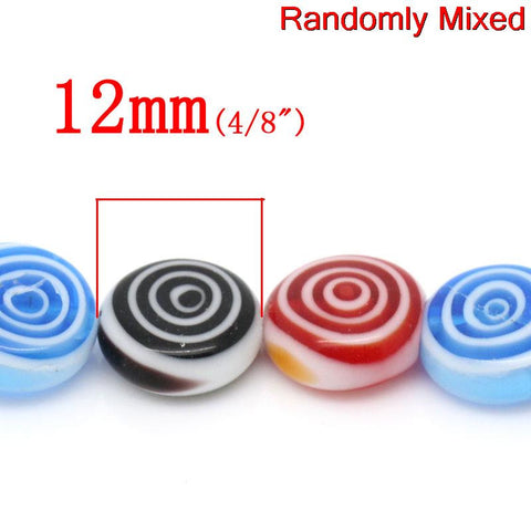 1 Strand Glass Loose Beads Round Mixed Loop Design Multicolor 12mm - Sexy Sparkles Fashion Jewelry - 2