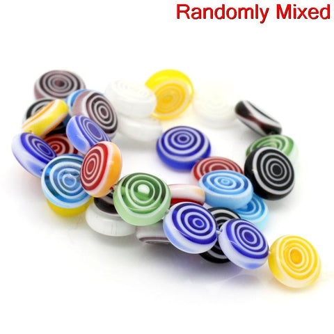 1 Strand Glass Loose Beads Round Mixed Loop Design Multicolor 12mm - Sexy Sparkles Fashion Jewelry - 3