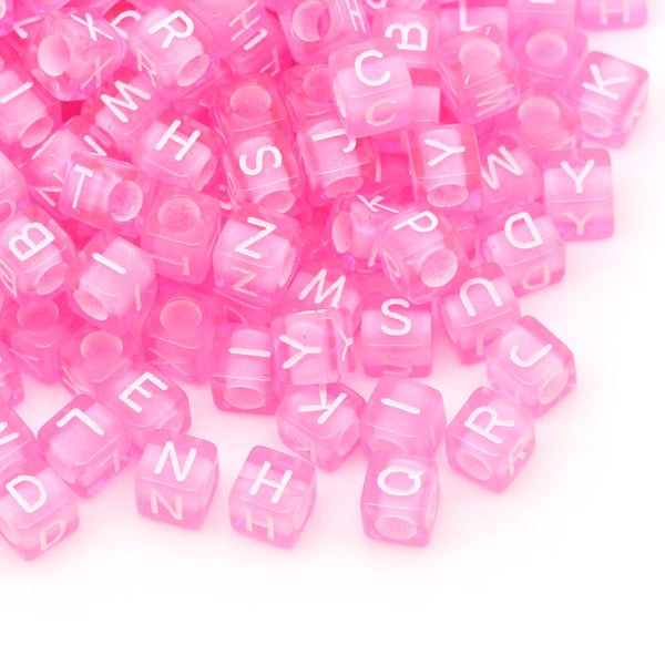 1000 Pcs Letter Alphaber Spacer Beads Assorted Letters Acrylic Pink Cube 6mm - Sexy Sparkles Fashion Jewelry - 1