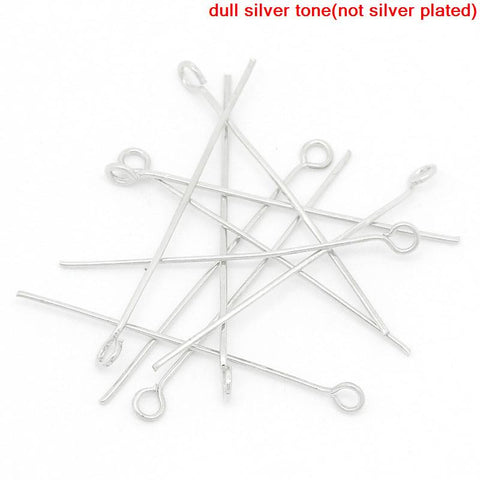 100 Pcs Open Eye Pins Findings Silver Tone 3.8cm 21 Gauge - Sexy Sparkles Fashion Jewelry - 3