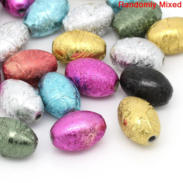 25 Pcs Acrylic Spacer Beads Oval Assorted Stardust Colors - Sexy Sparkles Fashion Jewelry - 1