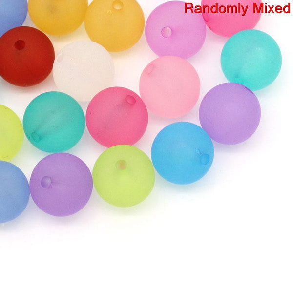 10 Pcs Acrylic Spacer Beads Round Frosted Assorted Colors 14mm - Sexy Sparkles Fashion Jewelry - 1