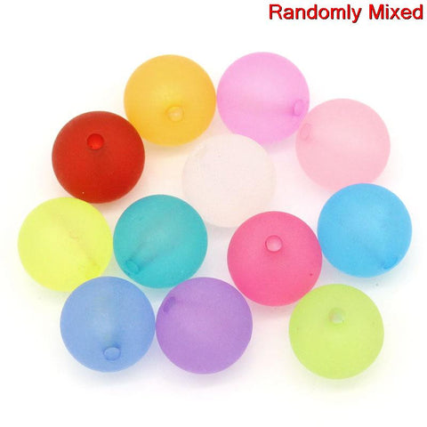 10 Pcs Acrylic Spacer Beads Round Frosted Assorted Colors 14mm - Sexy Sparkles Fashion Jewelry - 3
