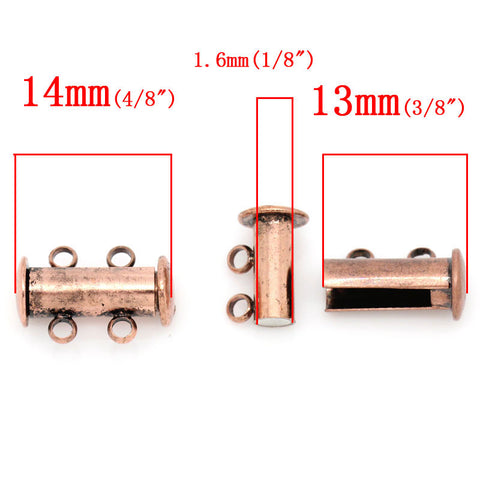 Set of 3 Copper Magnetic Slide Clasps Antique Copper 2 Row - Sexy Sparkles Fashion Jewelry - 2