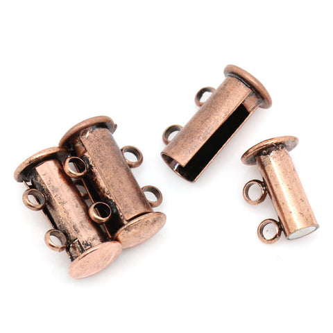 Sexy Sparkles Set of 3 Copper Magnetic Slide Clasps Antique Copper 2 Row