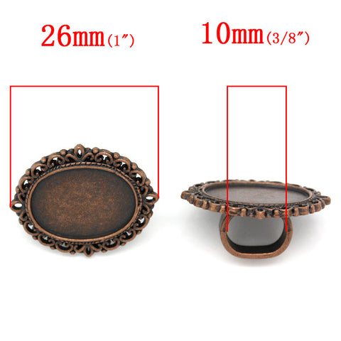 4 Pcs Cameo Oval Cabochon Setting Antique Copper Fit Watch Bands/wristbands 26mm - Sexy Sparkles Fashion Jewelry - 3