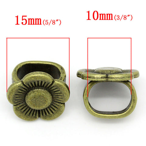 4 Pcs Flower Shape Charm Beads Antique Bronze Fit Watch Bands/wristbands - Sexy Sparkles Fashion Jewelry - 3