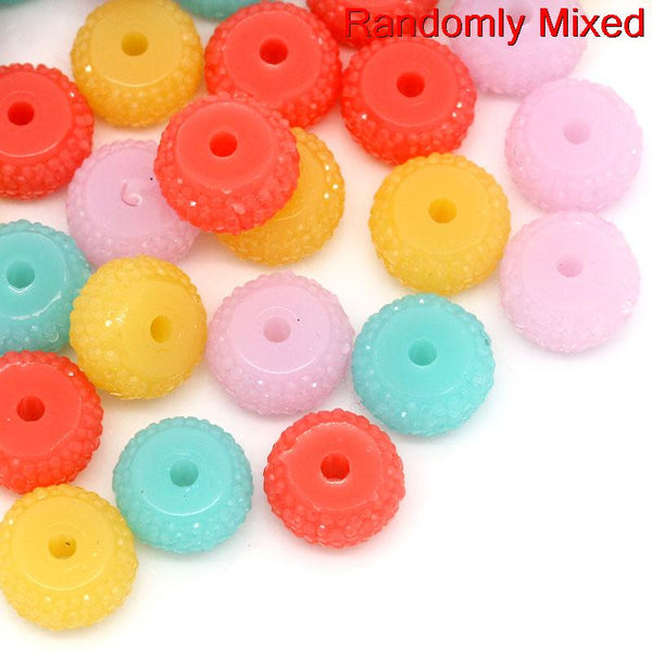 10 Pcs, Round Multicolor Resin Spacer Bead 12mm Dia, Hole: Approx 2.2mm - Sexy Sparkles Fashion Jewelry - 1
