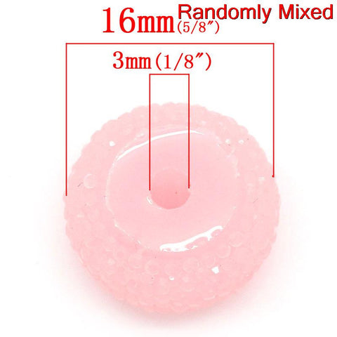 10 Pcs, Round Multicolor Resin Spacer Bead 16mm Dia, Hole: Approx 3mm - Sexy Sparkles Fashion Jewelry - 2