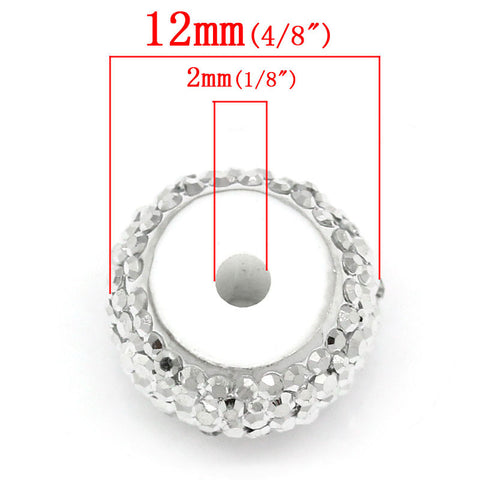 10 Pcs Round Resin Spacer Beads Silver Dots 12mm - Sexy Sparkles Fashion Jewelry - 2