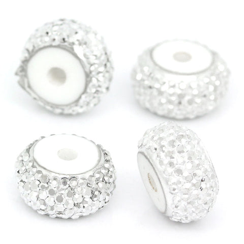 10 Pcs Round Resin Spacer Beads Silver Dots 12mm - Sexy Sparkles Fashion Jewelry - 3