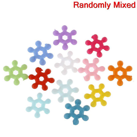 100 Pcs Acrylic Charm Beads Colorful Snowflake Mixed 8mm X 7mm - Sexy Sparkles Fashion Jewelry - 3