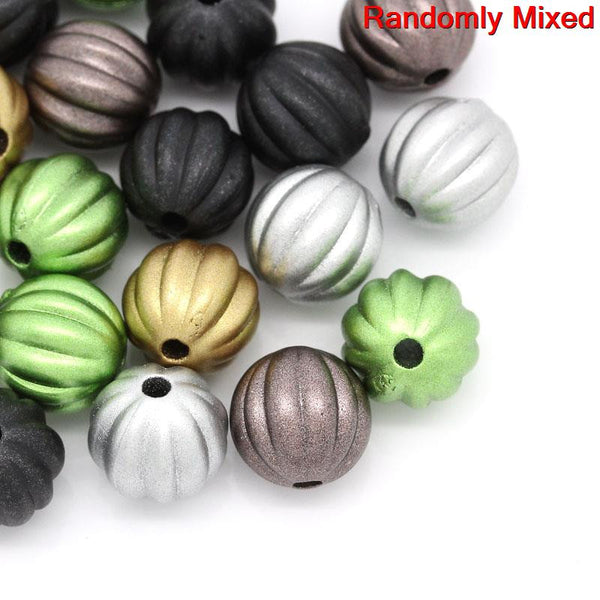 Sexy Sparkles 20 Pcs Ball Charm Spacer Bead Mixed Color Stripe Pattern 10mm