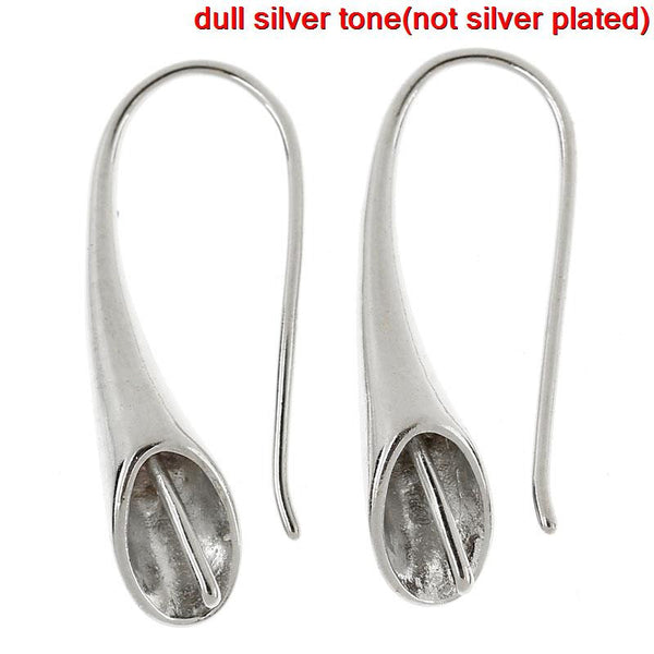 4 Pcs Ear Wire Hooks Earrings Findings Silver Tone 25mm x 11mm - Sexy Sparkles Fashion Jewelry - 1