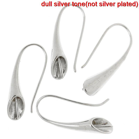 Sexy Sparkles 4 Pcs Ear Wire Hooks Earrings Findings Silver Tone 25mm x 11mm