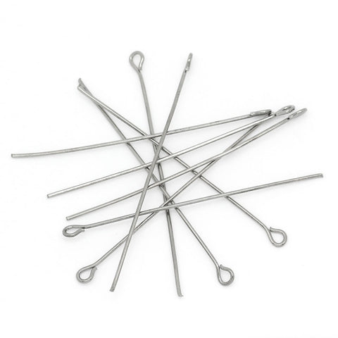 100 Pcs Eye Pins Findings Chrome Plated 5cm 21 Gauge - Sexy Sparkles Fashion Jewelry - 2