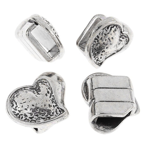 5pcs Love Heart Silver Tone Beads Fit Watch Bands/wristbands 9.5mmx2.8mm - Sexy Sparkles Fashion Jewelry - 3