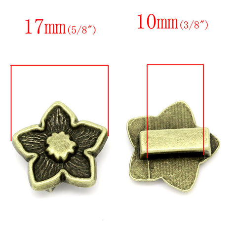 5pcs Flower Shape Antique Copper Beads Fit Watch Bands/wristbands 17mmx16mm - Sexy Sparkles Fashion Jewelry - 2