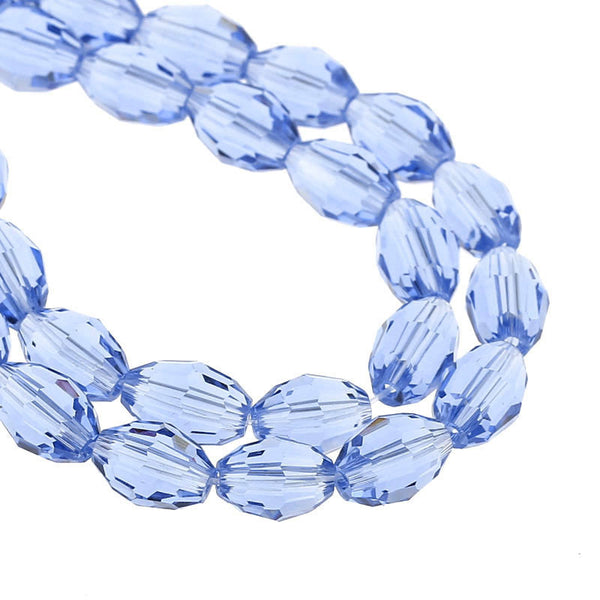 Sexy Sparkles 1 Strand Light Blue Faceted Oval Glass Crystal Loose Beads
