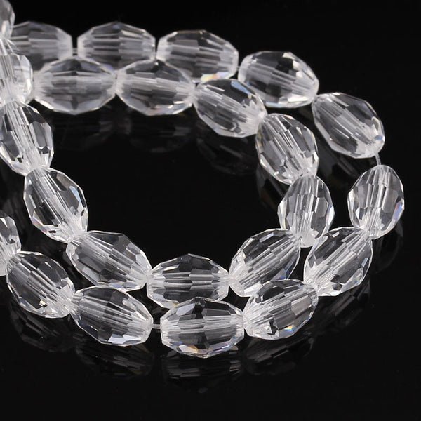 Sexy Sparkles 1 Strand Transparent Faceted Oval Glass Crystal Loose Beads