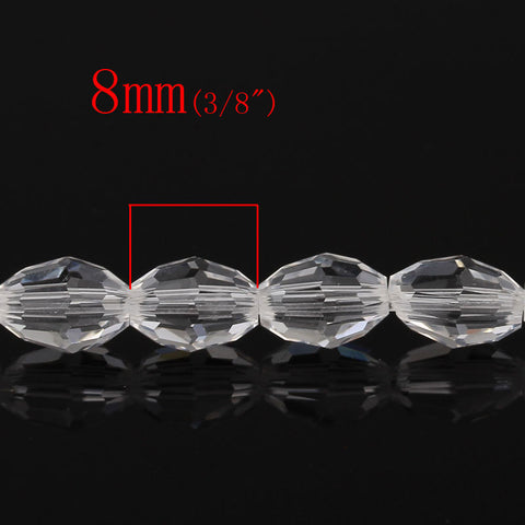 1 Strand Transparent Faceted Oval Glass Crystal Loose Beads - Sexy Sparkles Fashion Jewelry - 2