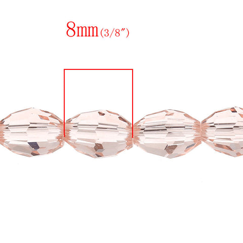 1 Strand Light Pink Faceted Oval Glass Crystal Loose Beads 8mm - Sexy Sparkles Fashion Jewelry - 3